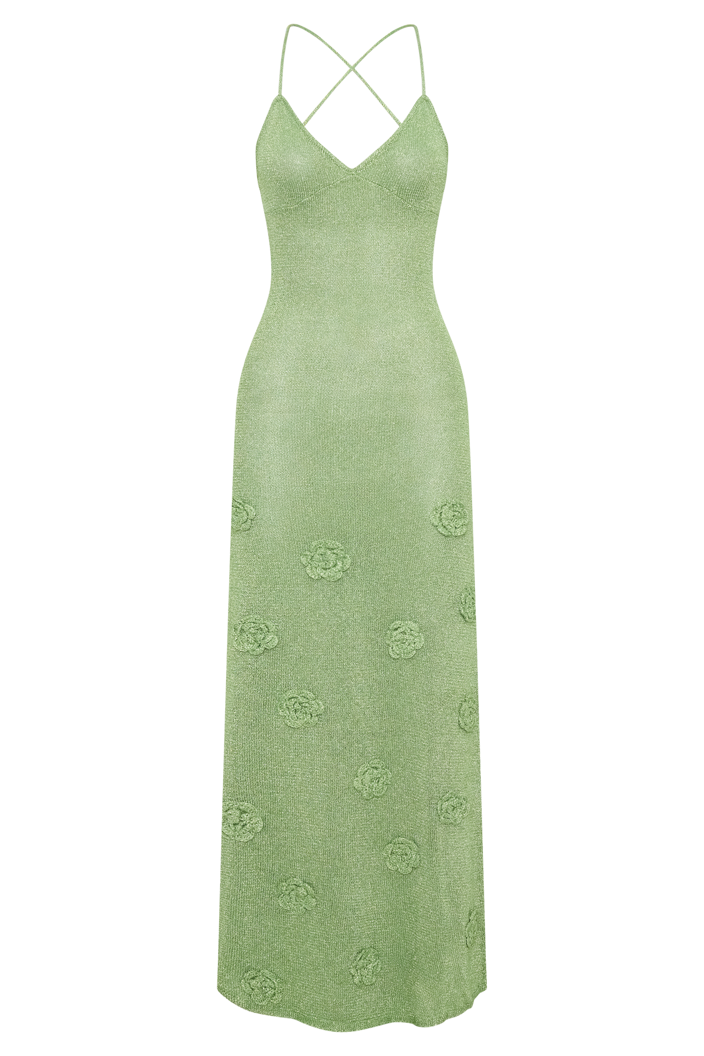 Suki Metallic Knit Maxi Dress - Pastel Green