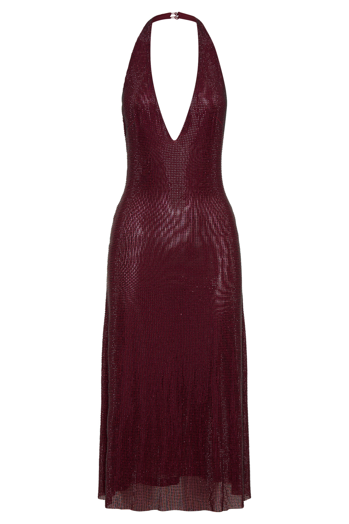 Genie Diamante Halter Midi Dress - Mahogany