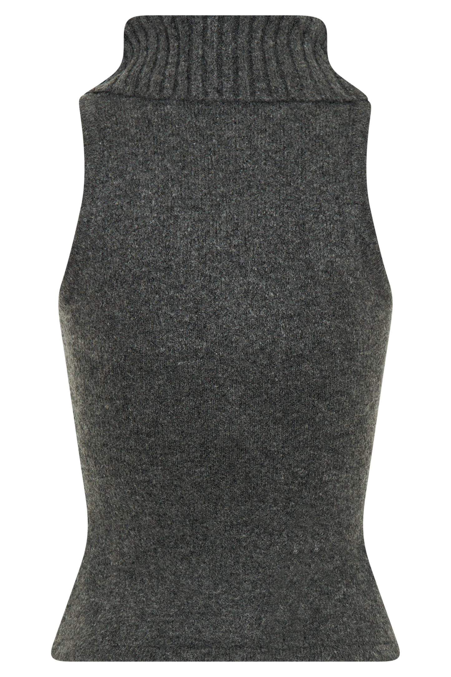 Elise Roll Neck Knit Top - Charcoal Marle