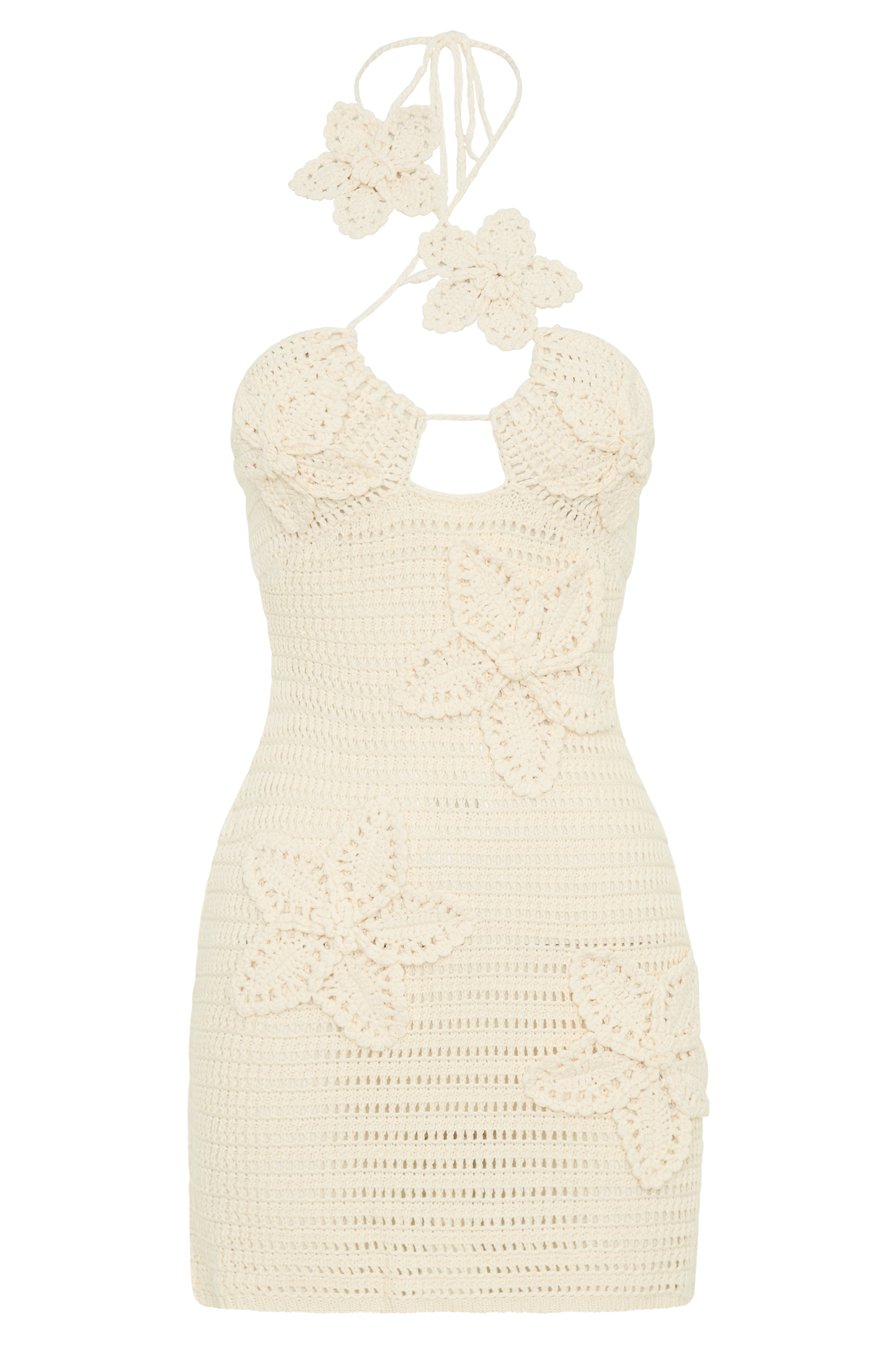 Kyla Floral Crochet Mini Dress - Buttercream