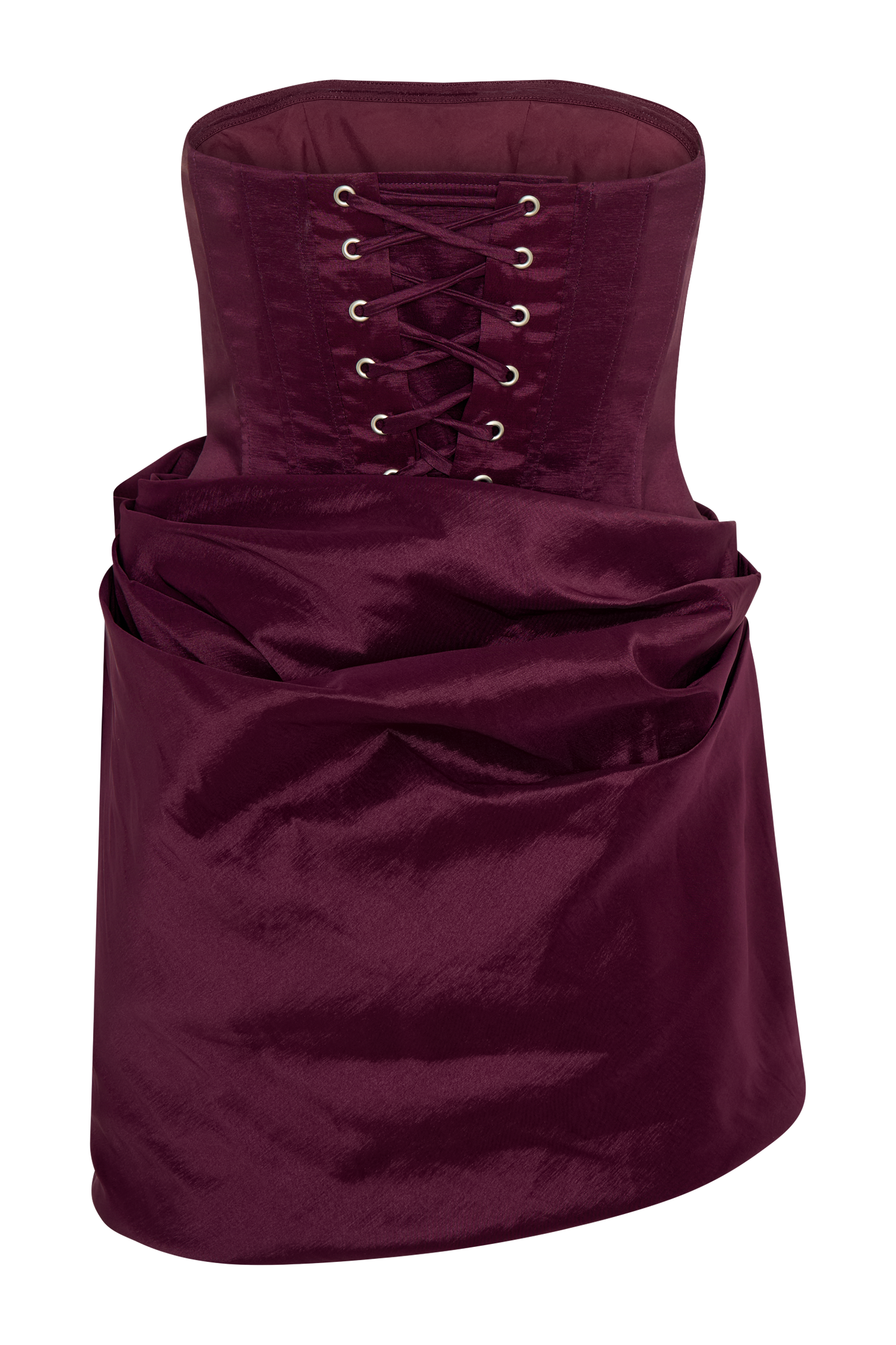 Sasha Taffeta Strapless Corset Mini Dress - Plum