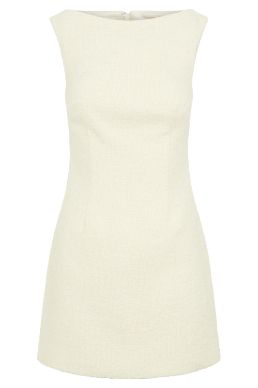 Angela Textured Boucle Mini Dress - Ivory