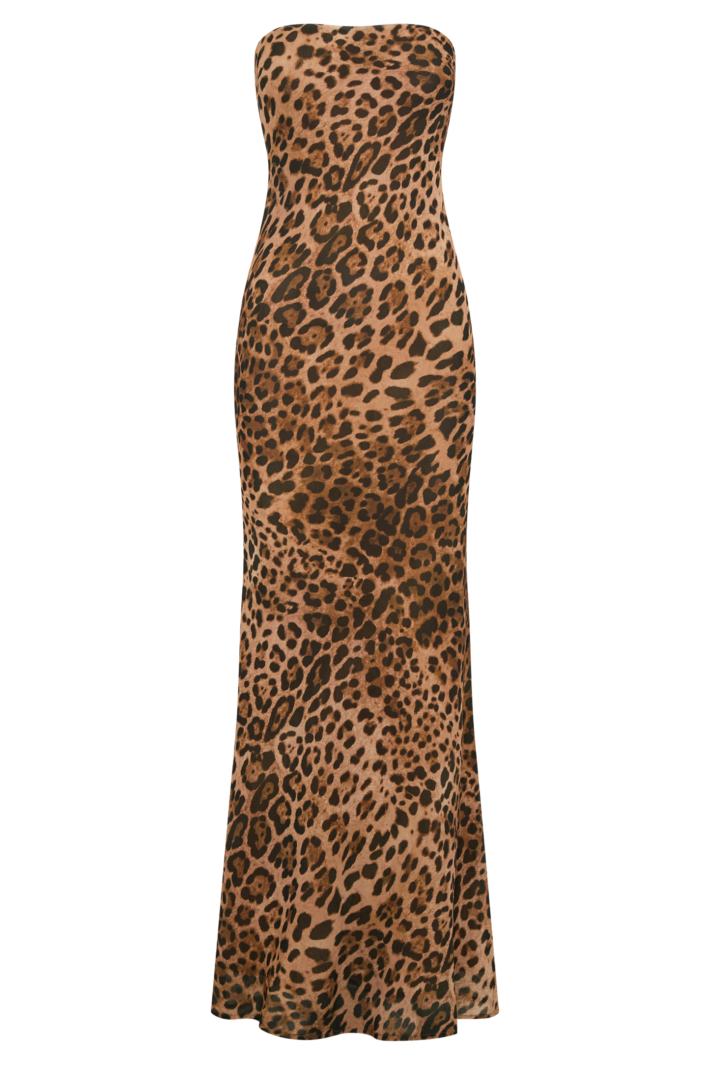 Breanna Strapless Chiffon Maxi Dress - Leopard Print