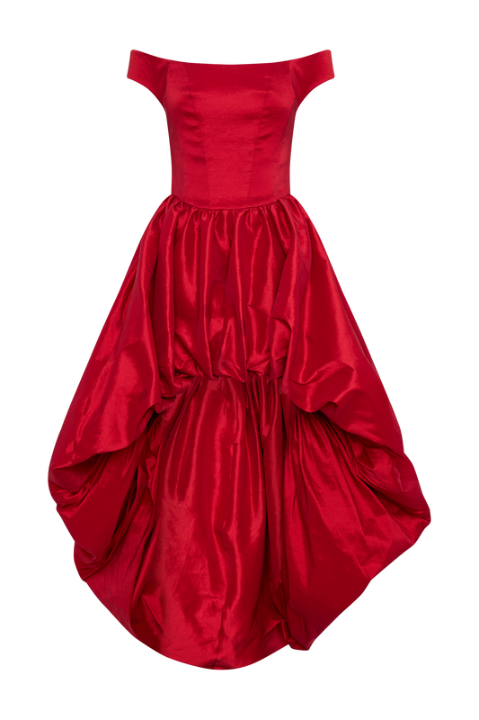 Amelia Bubble Maxi Dress - Ruby Red