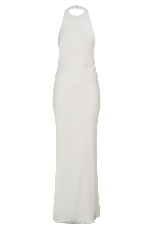 Rinna Satin Halter Maxi Dress - Ivory