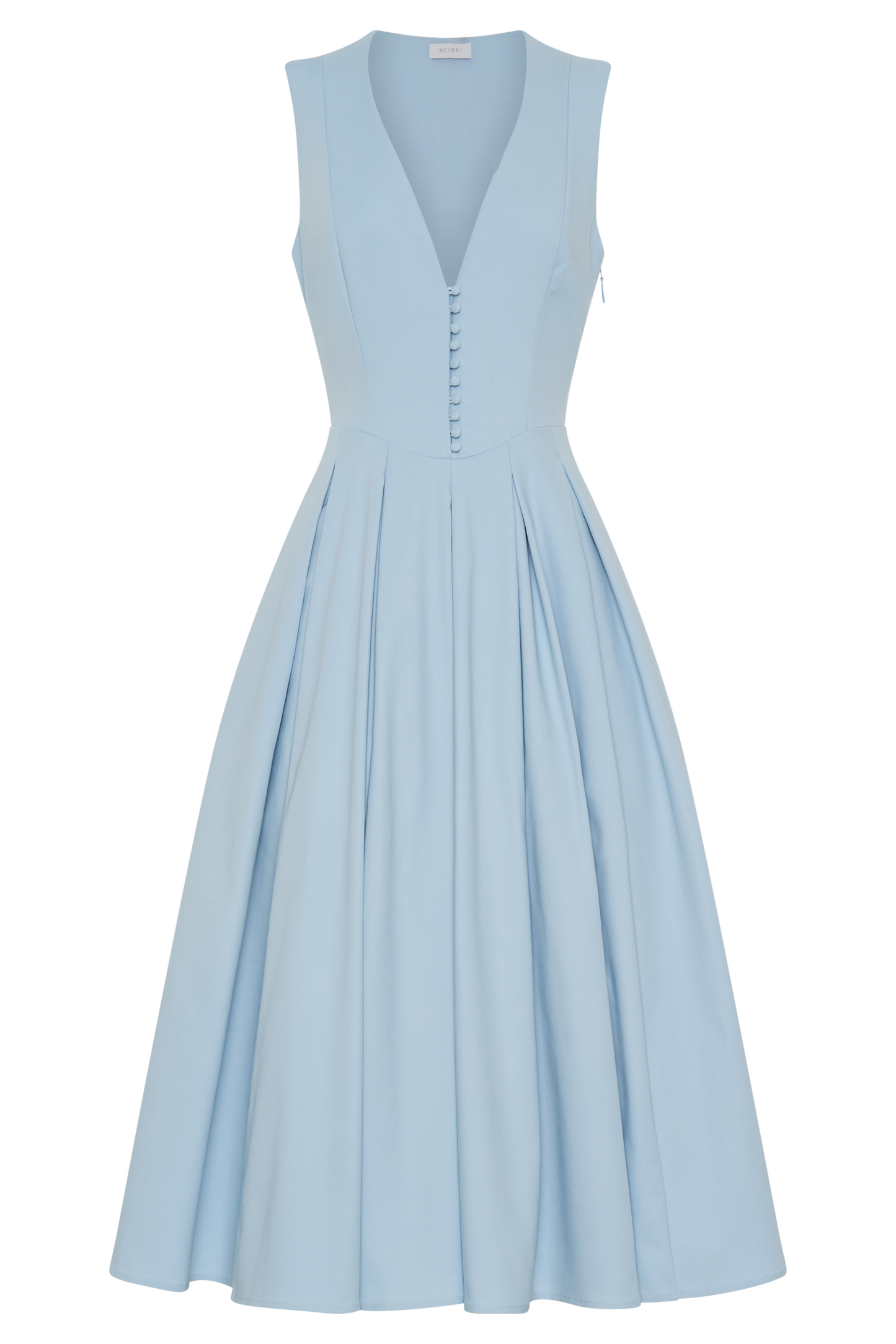 Keely Cotton Sleeveless Midi Dress - Sky Blue