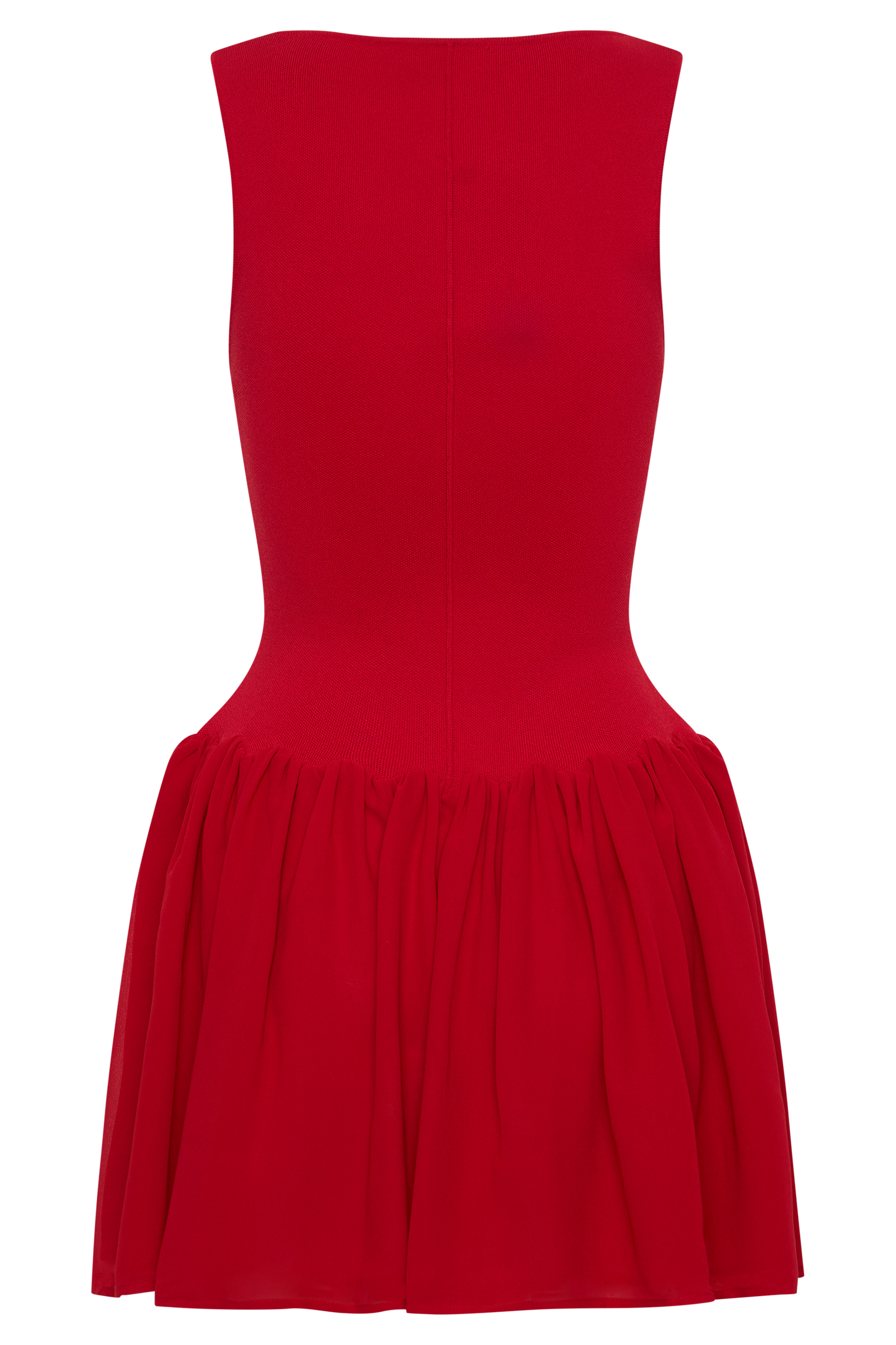 Ashleigh Knit And Chiffon Mini Dress - Red