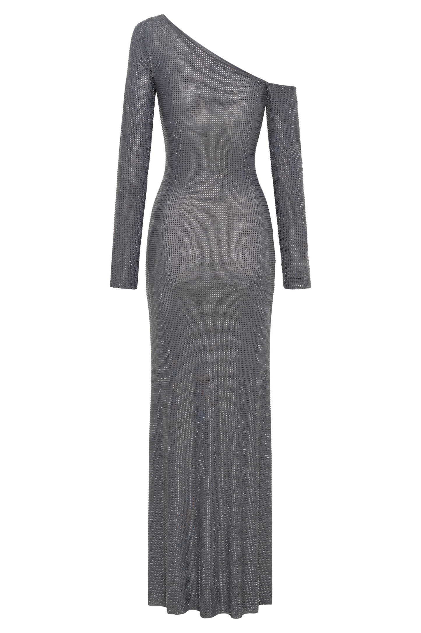 Marcia Diamante Long Sleeve Maxi Dress - Gunmetal