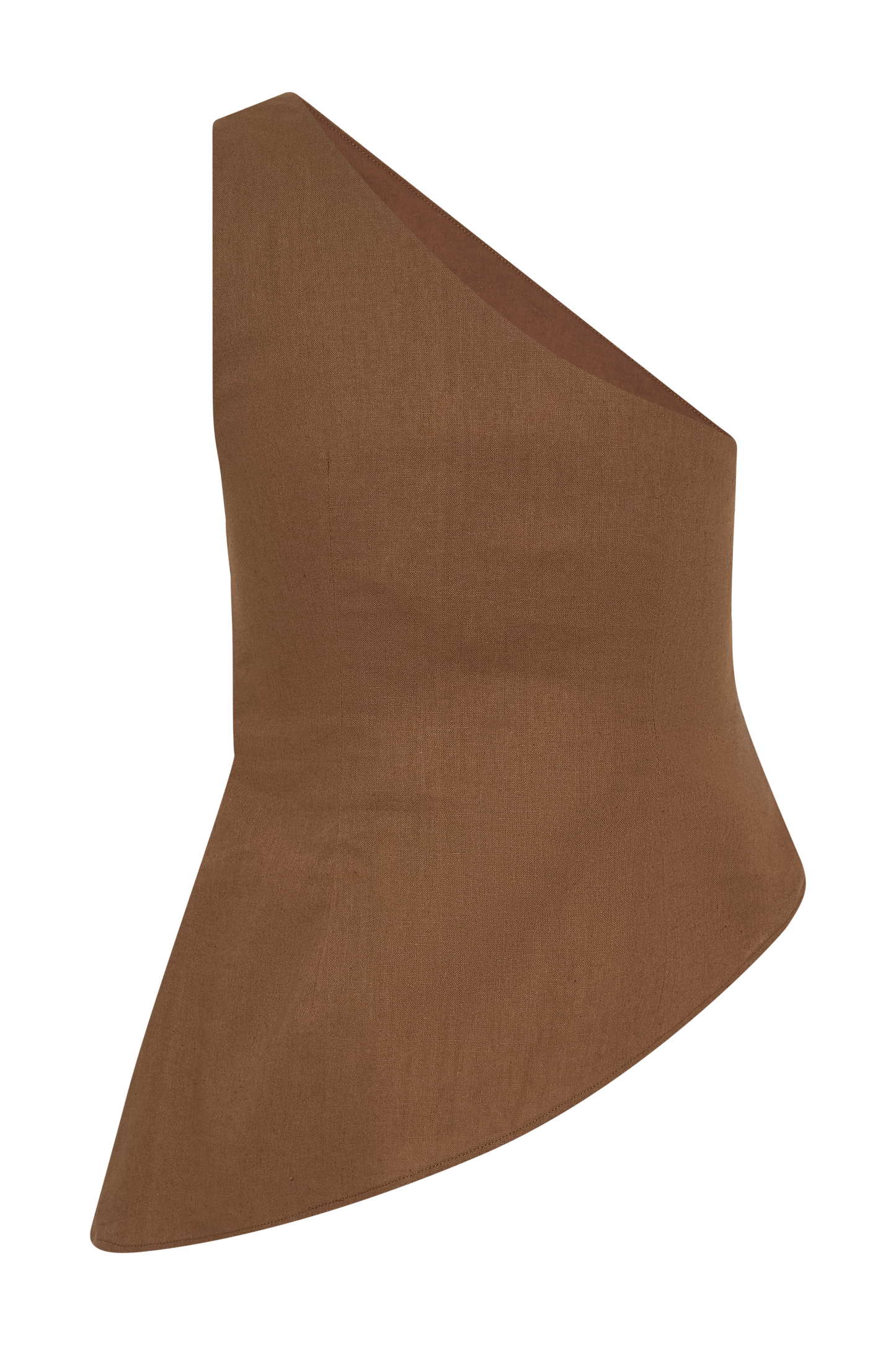 Dora Linen One Shoulder Top - Cacao Brown