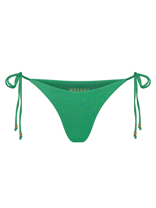 Peyton Tie Up Bikini Bottom - Green Sparkle