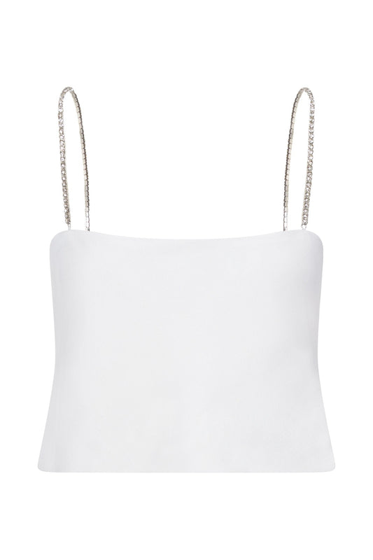 Dayana Straight Cut Crop Top - White