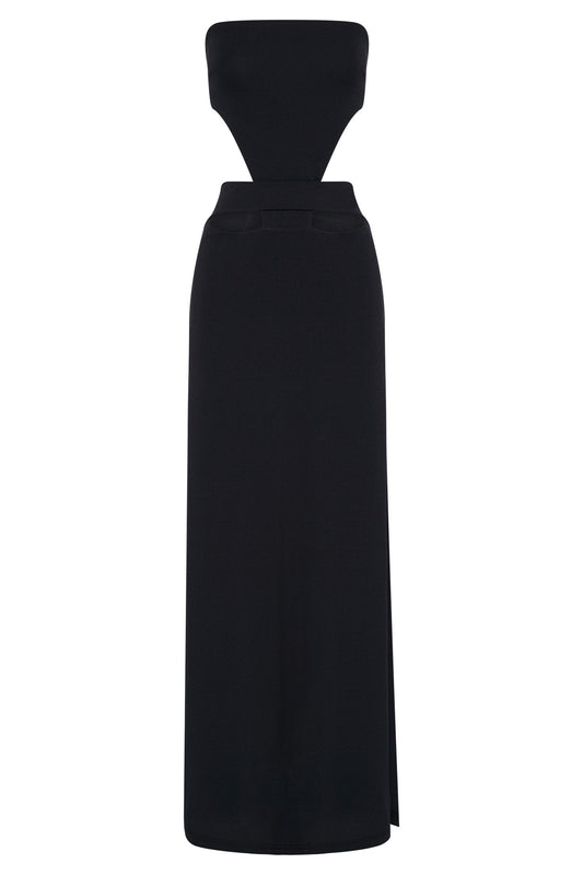 Marissa Strapless Maxi Dress With Waist Tie - Black