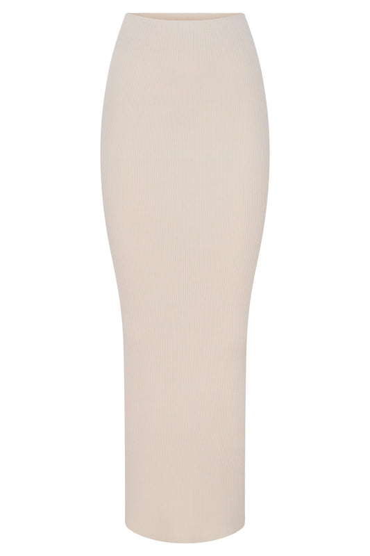 Kaesha Split Maxi Knitted Skirt - Bone