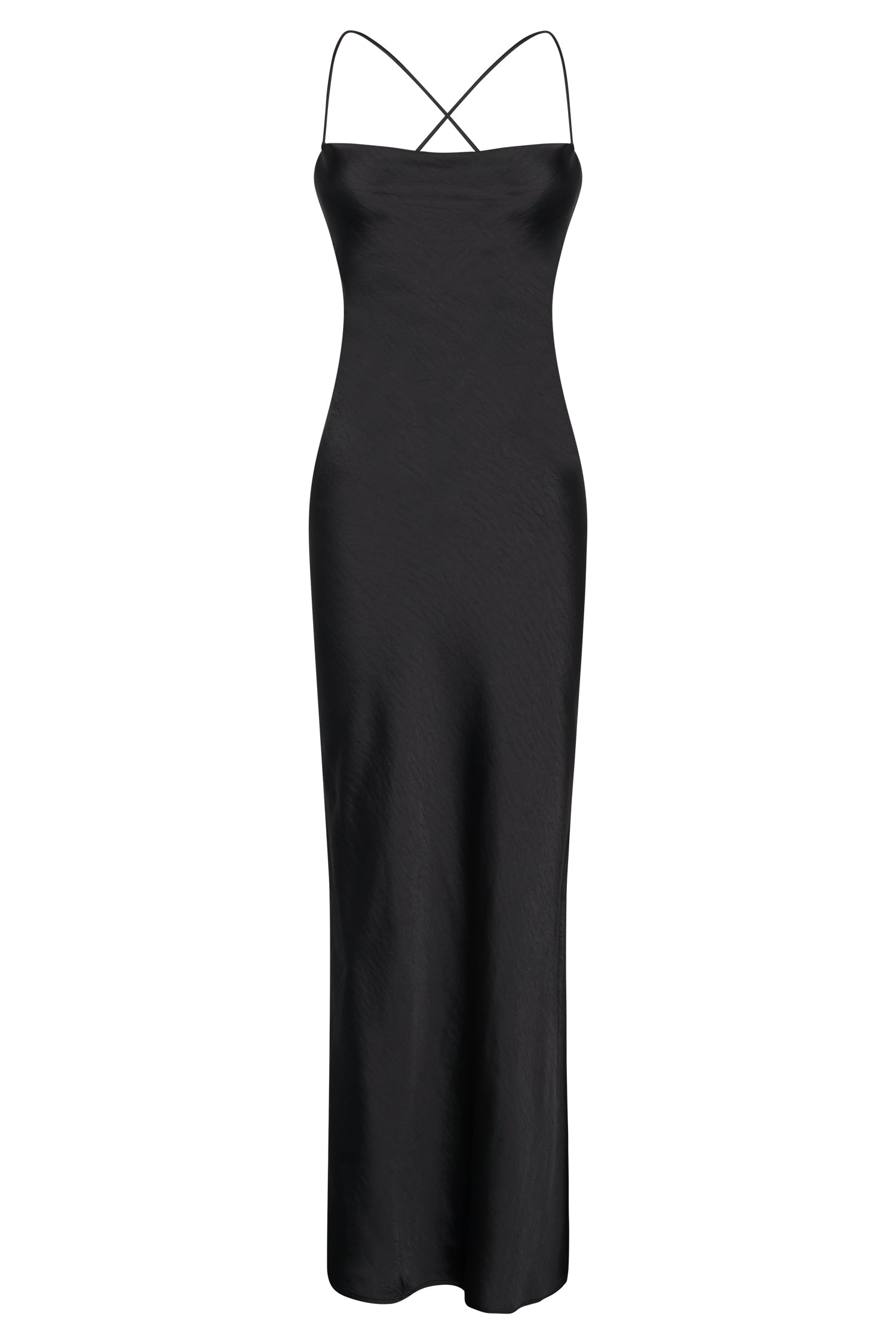 Black straight neck maxi dress best sale