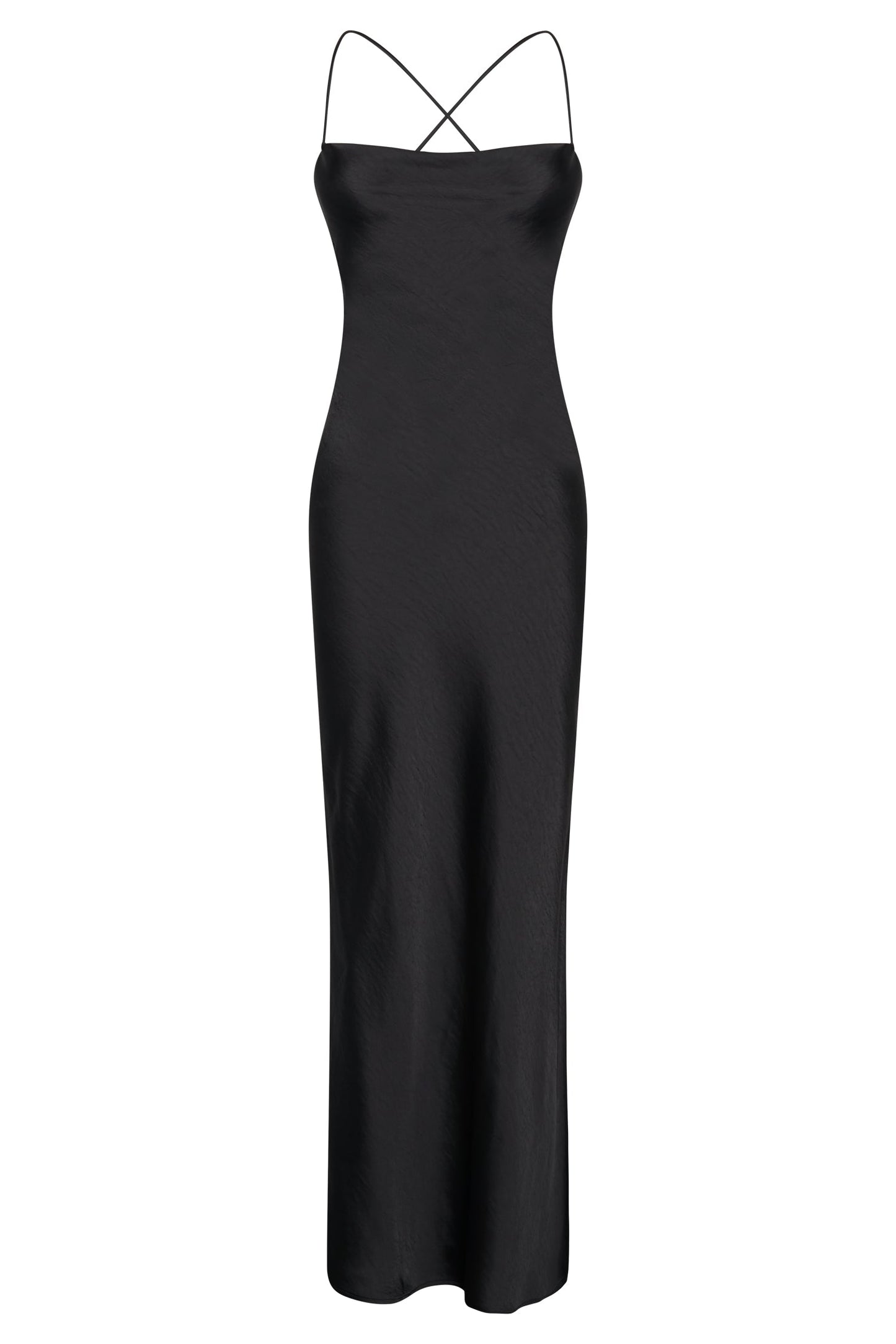 Sydney Straight Neck Slip Maxi Dress - Black