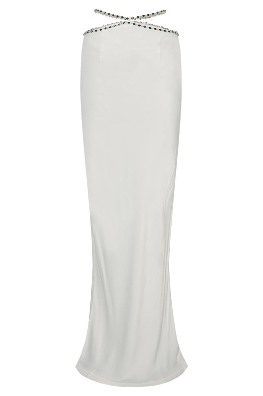 Havva Diamante Trim Maxi Skirt - White