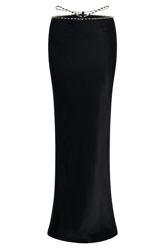 Havva Diamante Trim Maxi Skirt - Black