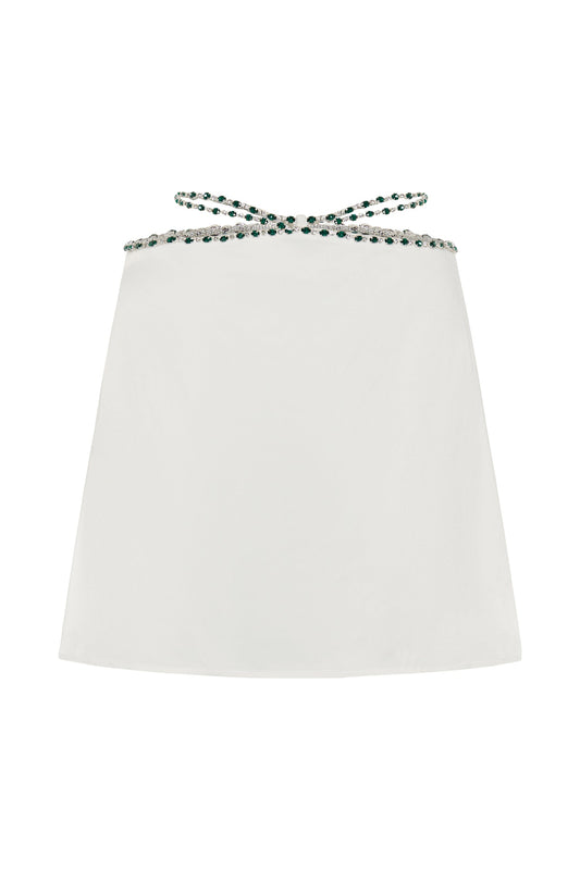 Farah Diamante Trim Mini Skirt - White