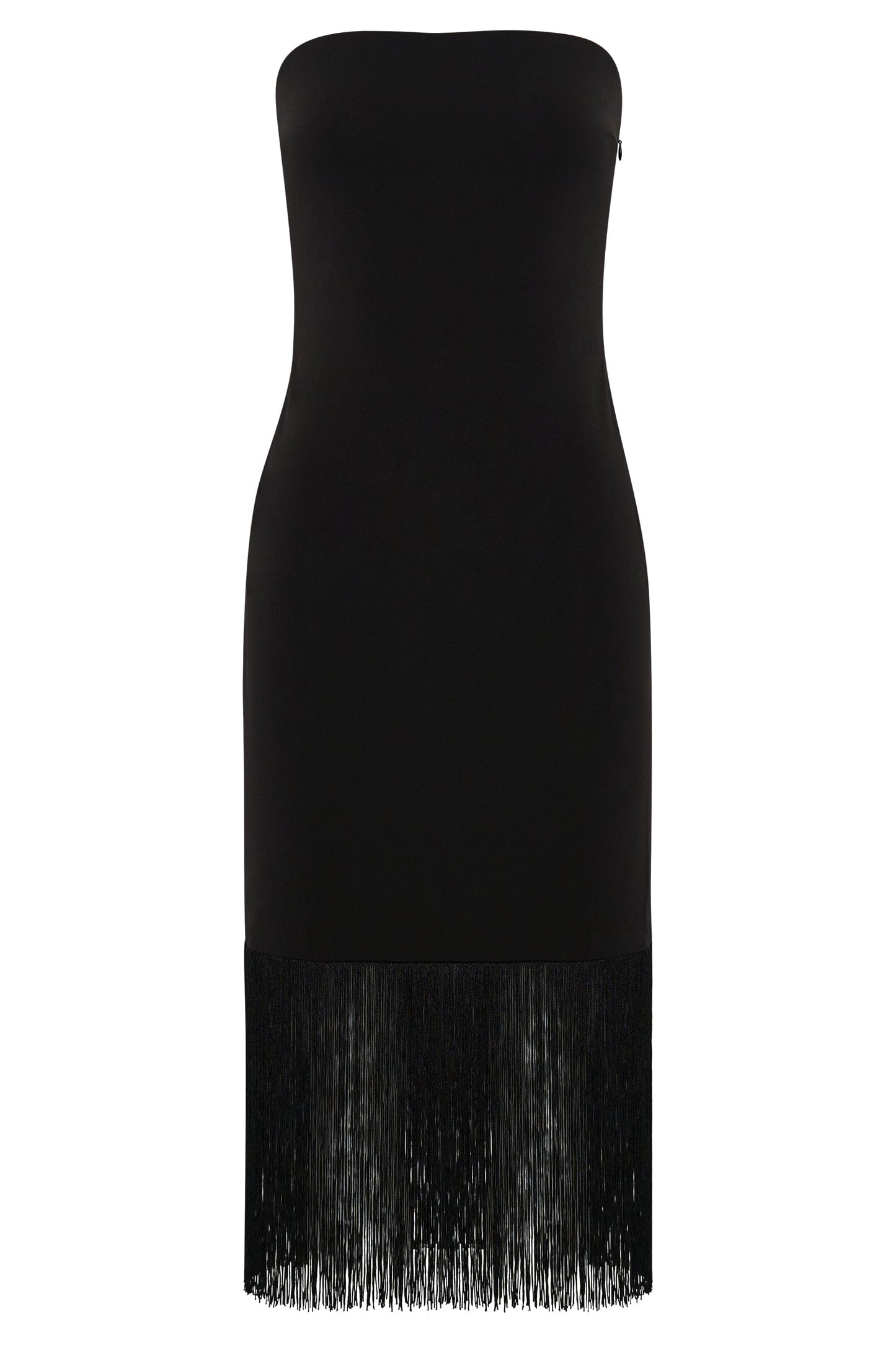 Zarina Strapless Fringe Dress - Black