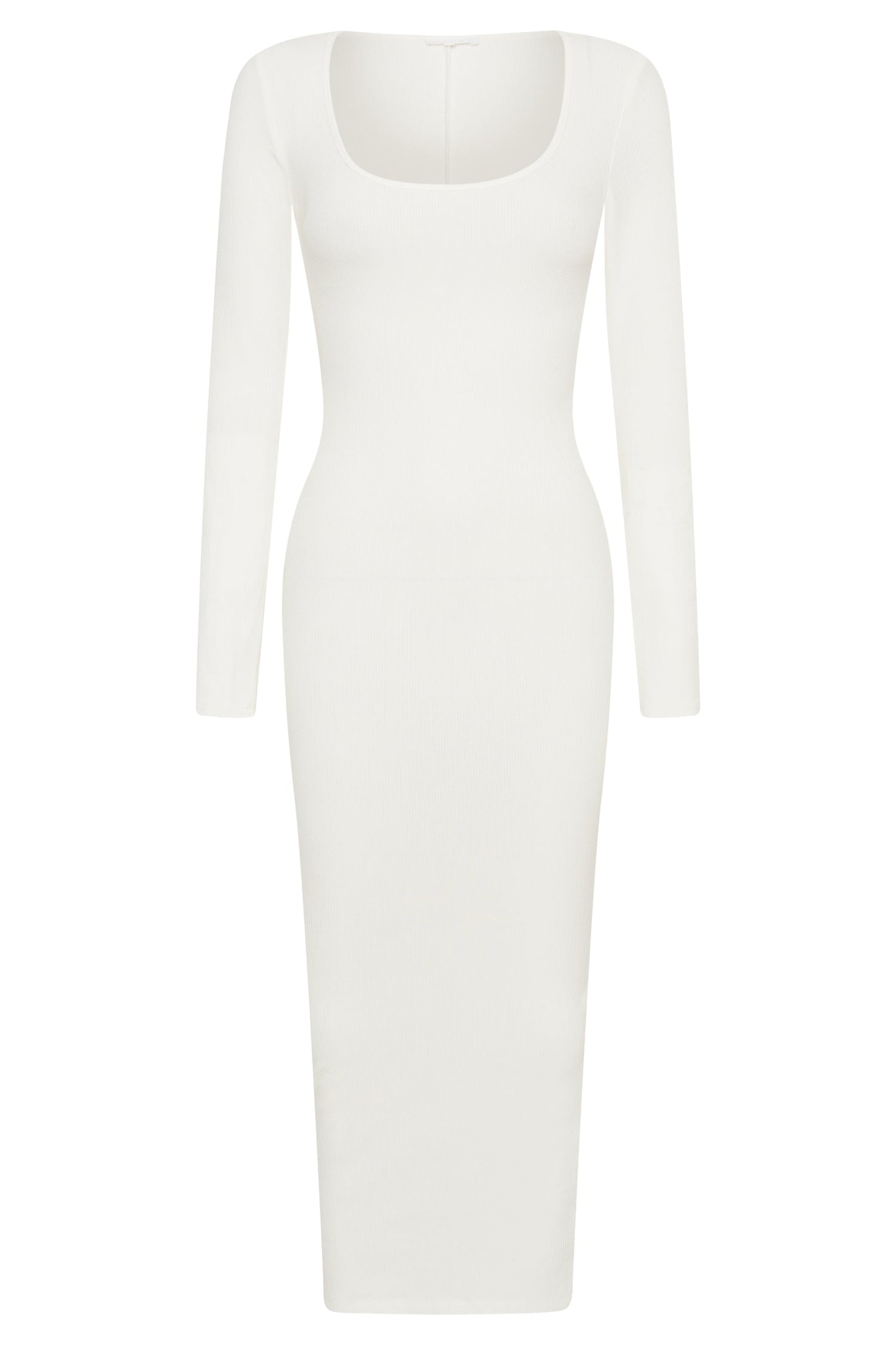 Sierra Scoop Neck Long Sleeve Midi Dress - White