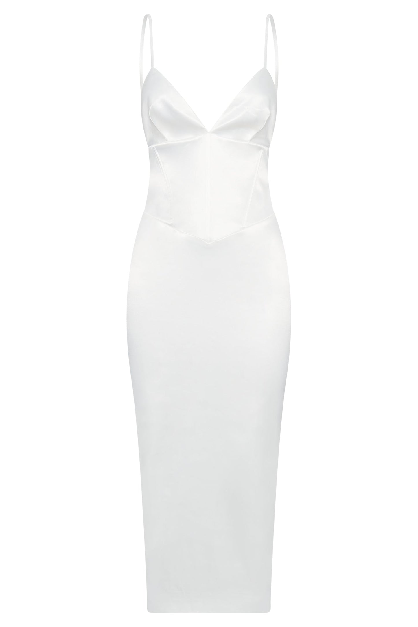 Brie Corset Midi Dress - White