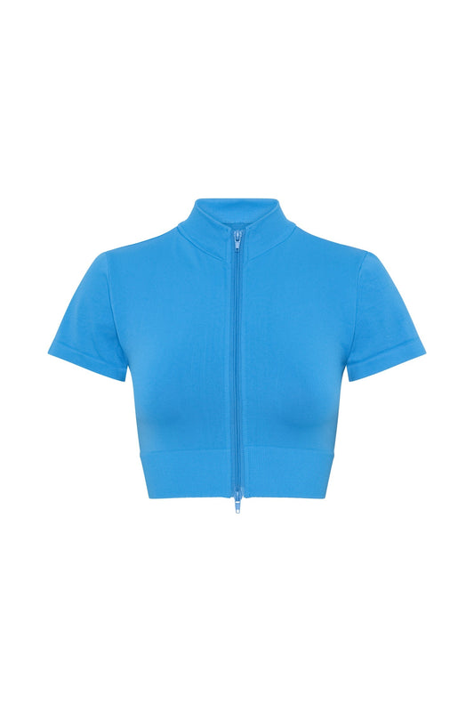 Rylie Zip Up T-Shirt - Blue