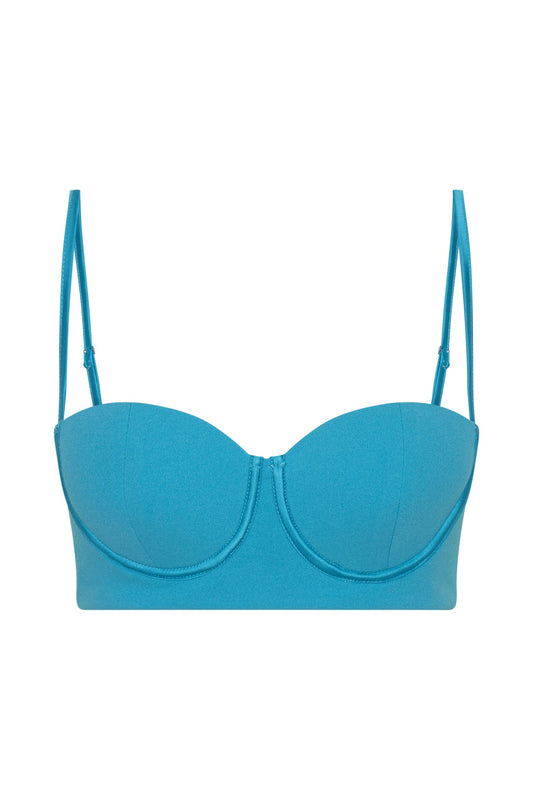 Fiorella Crepe Bustier Top - Aquamarine