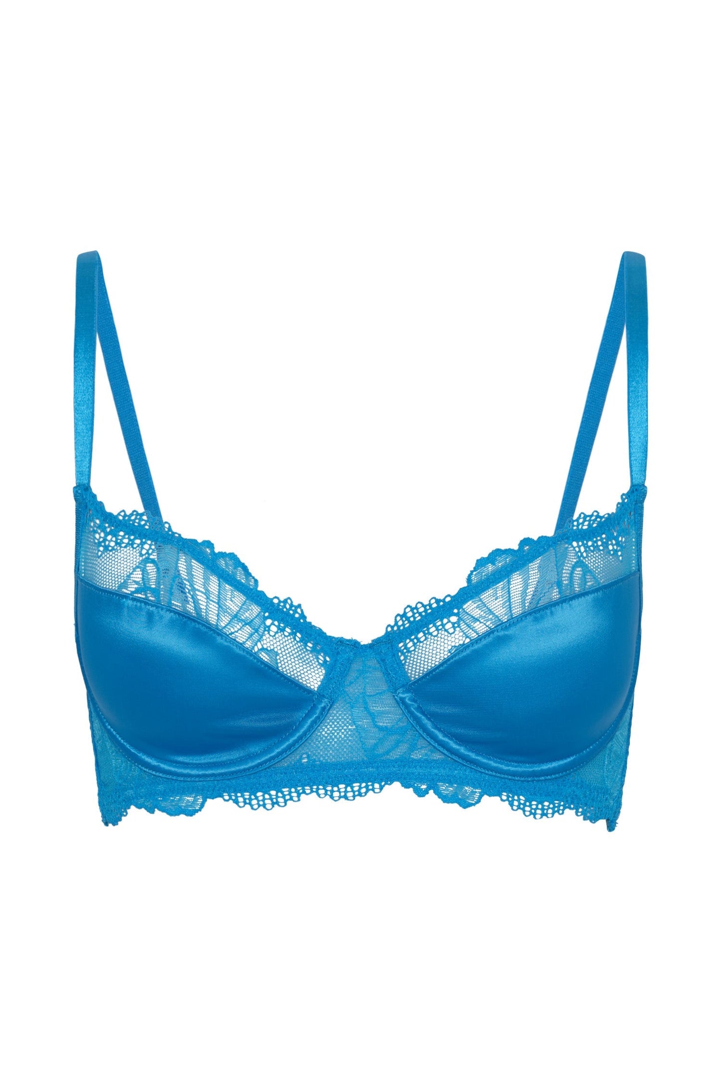 Posie Satin Lace Demi Bra - Cerulean Blue