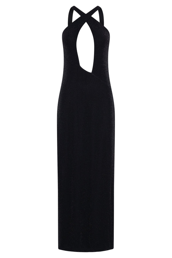 Calvin Klein Open Back Maxi Slip Dress - Black
