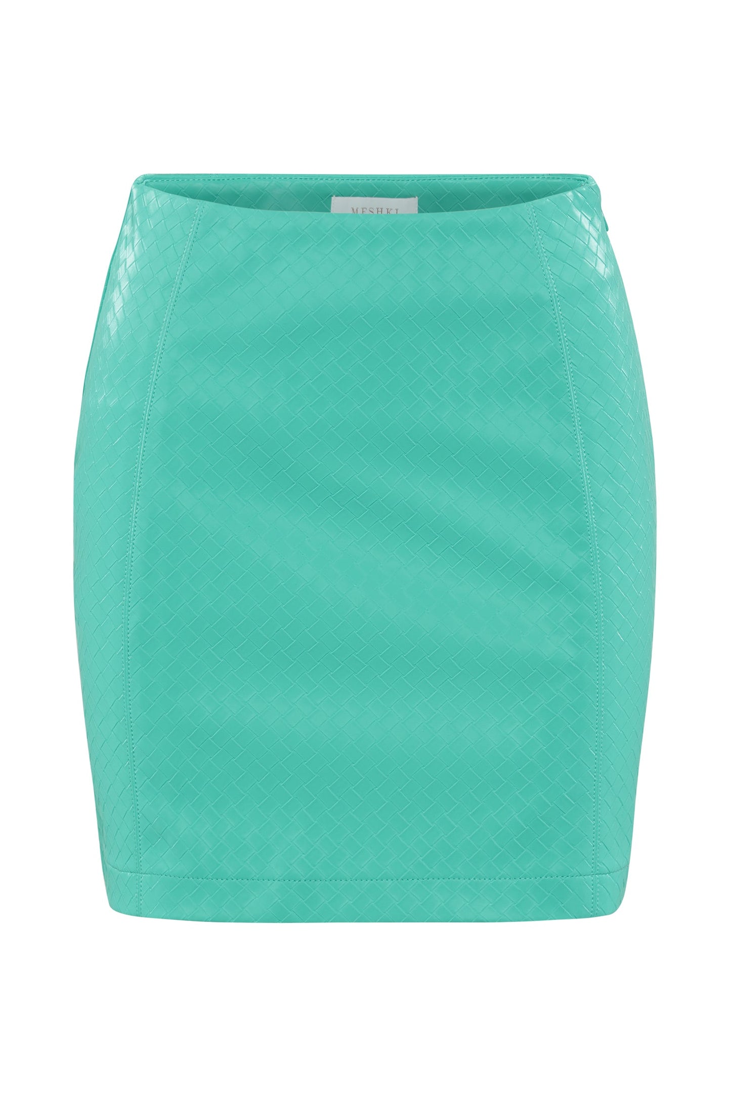 Reagan Crosshatch Faux Leather Mini Skirt - Mint