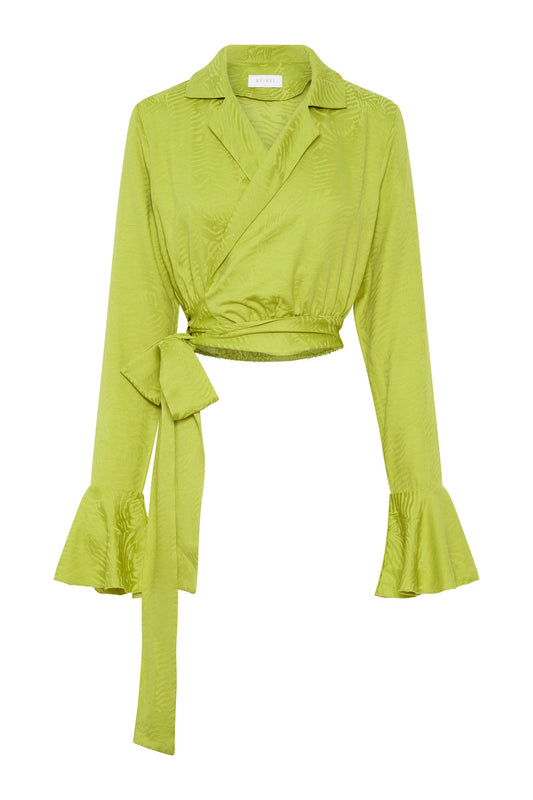 Annalise Wrap Top - Chartreuse