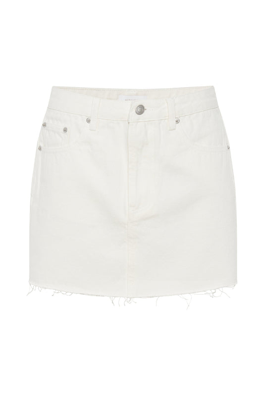 Lennon Mid Rise Denim Mini Skirt - Ecru