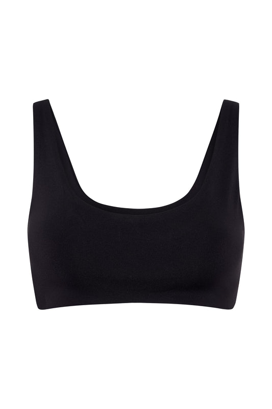 Jemma Scoop Neck Super Crop Top - Black