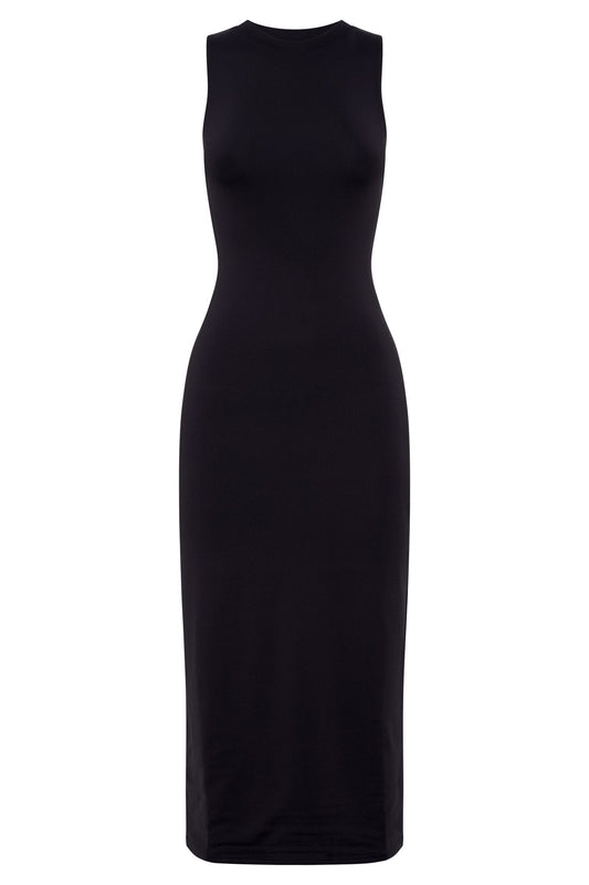 Jill Sleeveless Tank Midi Dress - Black