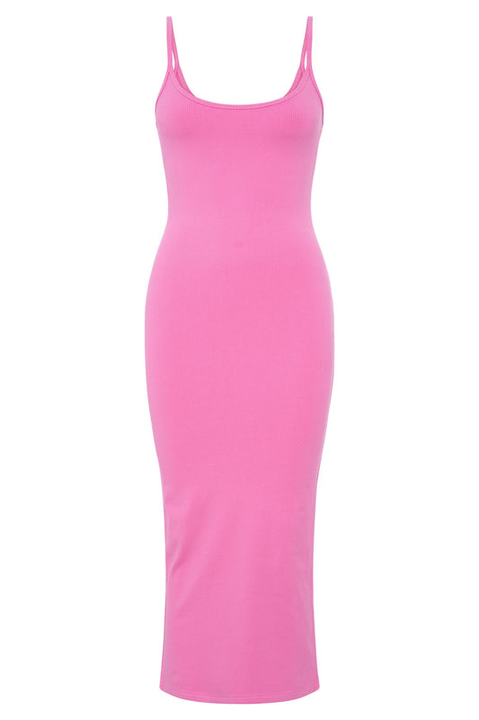 Alexis Ribbed Cami Midi Dress - Bubblegum Pink