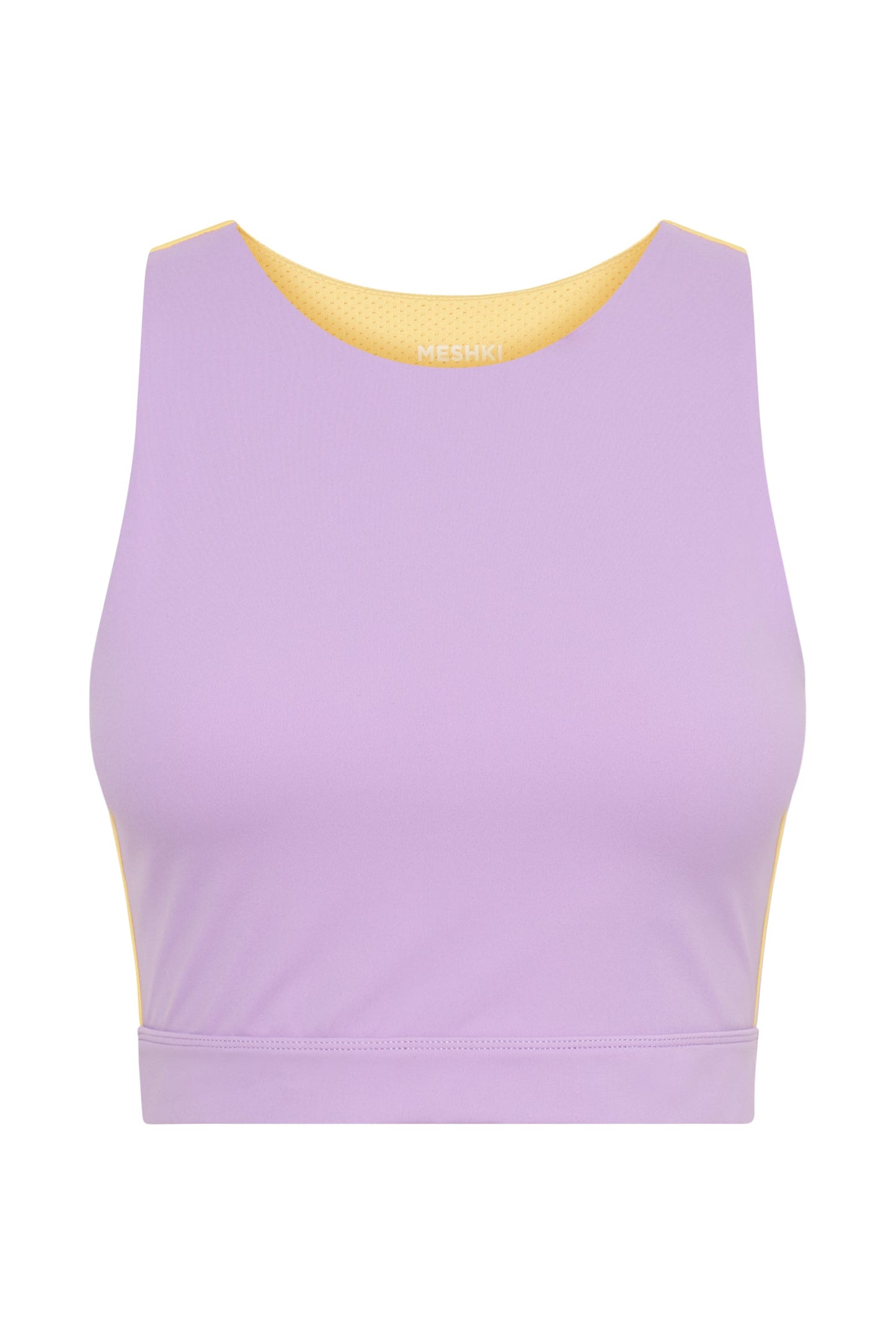 Lori Two Tone Racer Crop Top - Lilac/Yellow