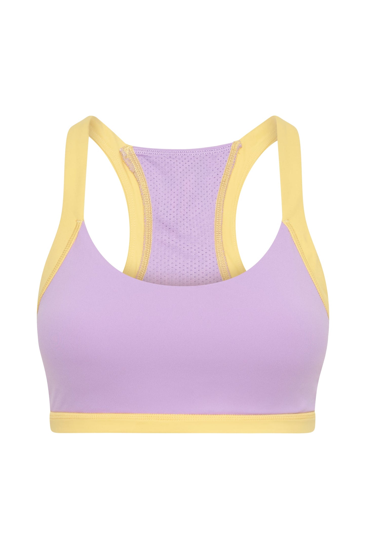 Becca Two Tone Cropped Sports Bra - Lilac/Yellow