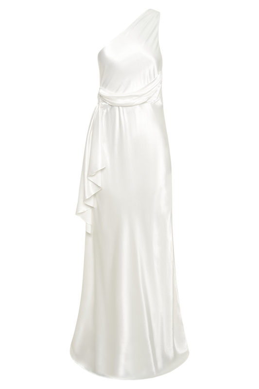 Calliope One Shoulder Maxi Dress - White