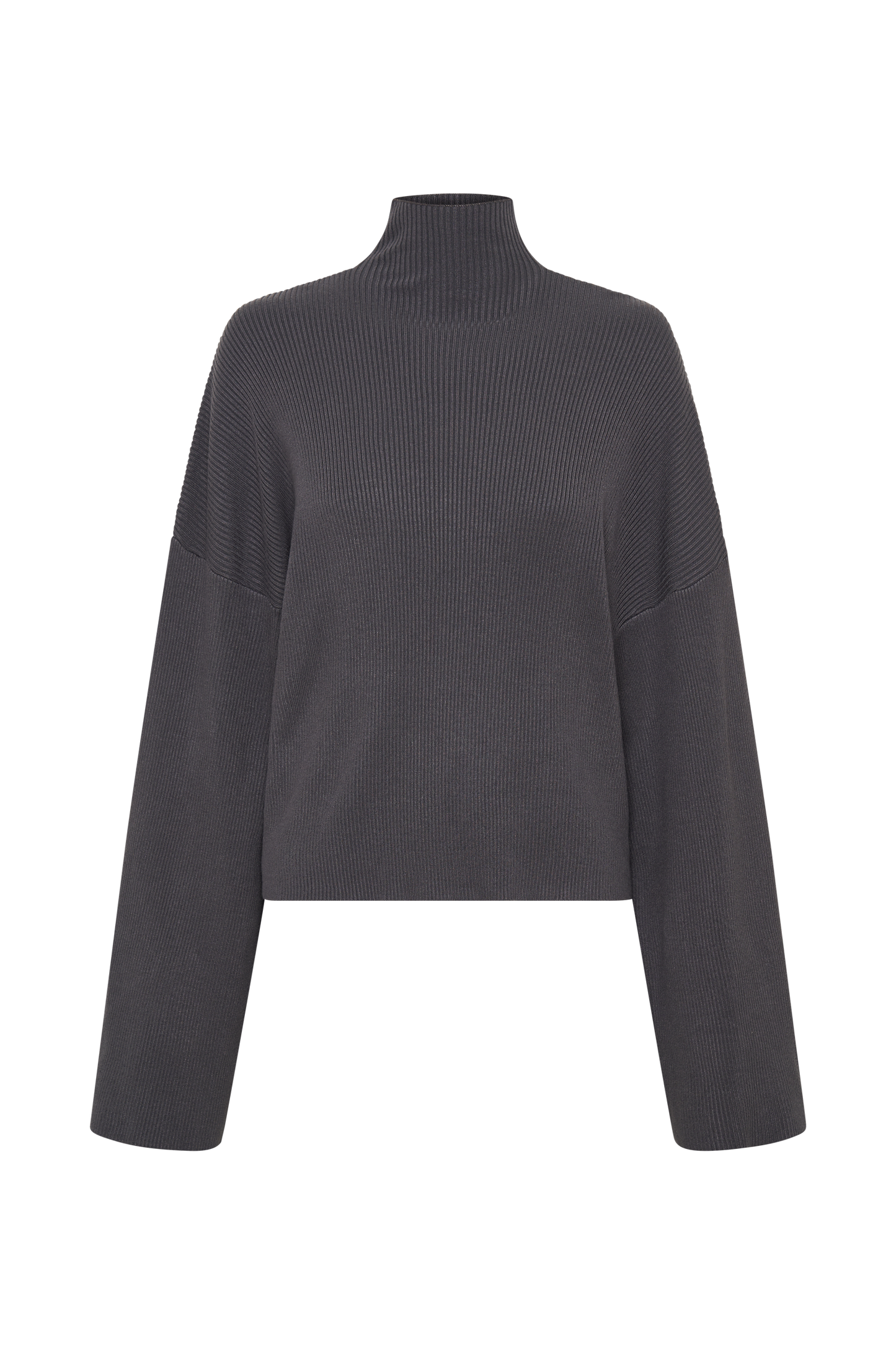 Winona Turtleneck Knit Top - Charcoal