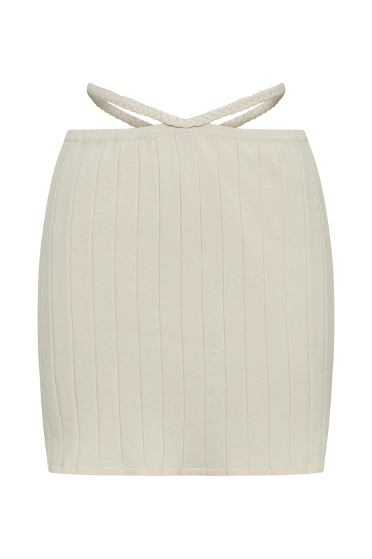 Celine A-Line Extreme Rib Mini Skirt - Ivory