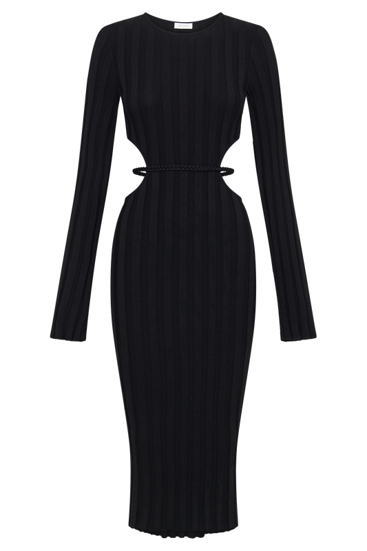 Elodie Knit Midi Dress - Black