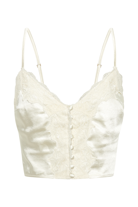 Bailey Lace Satin Cami Top - Ivory