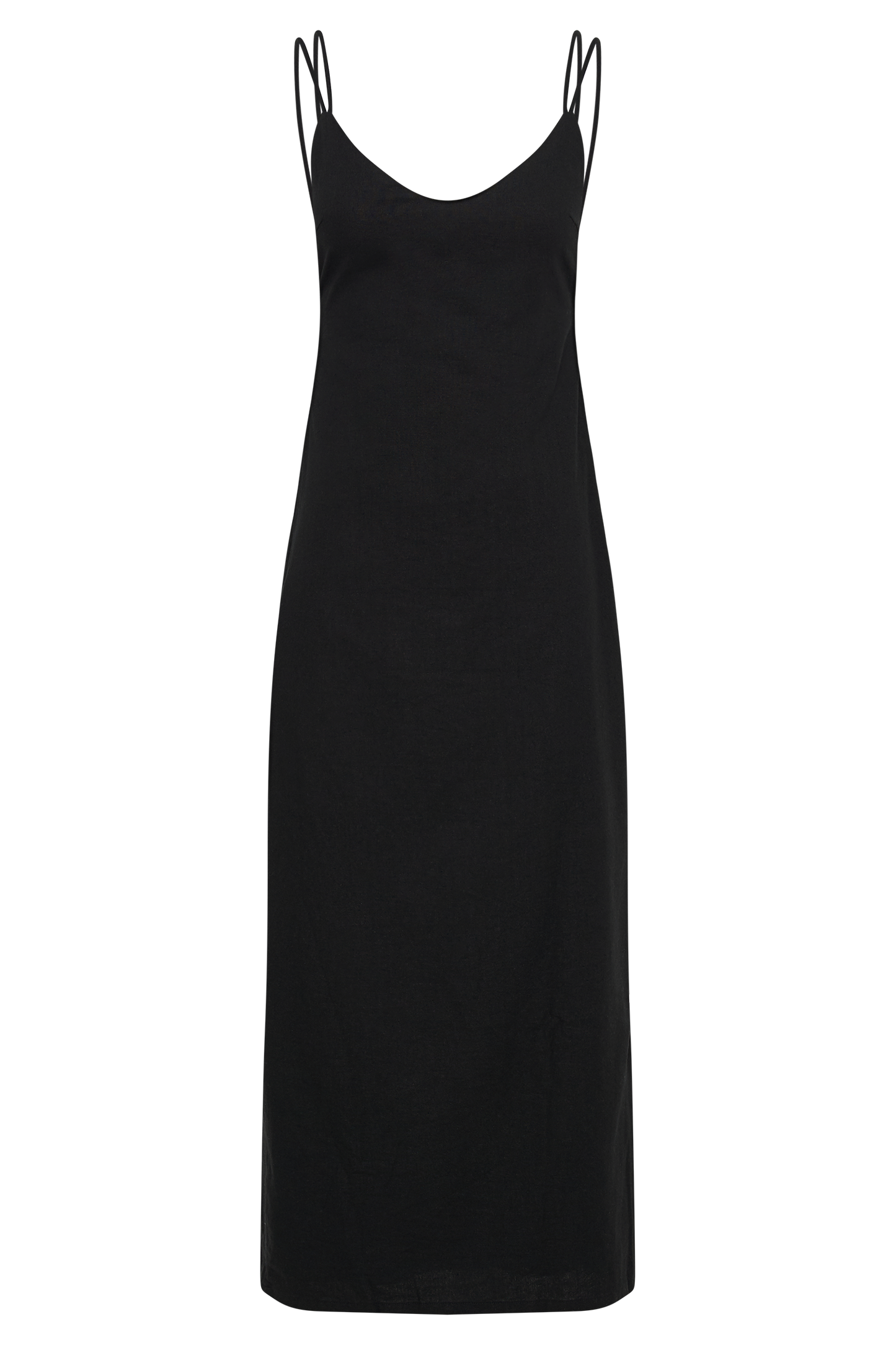 Leana Linen Backless Midi Dress - Black