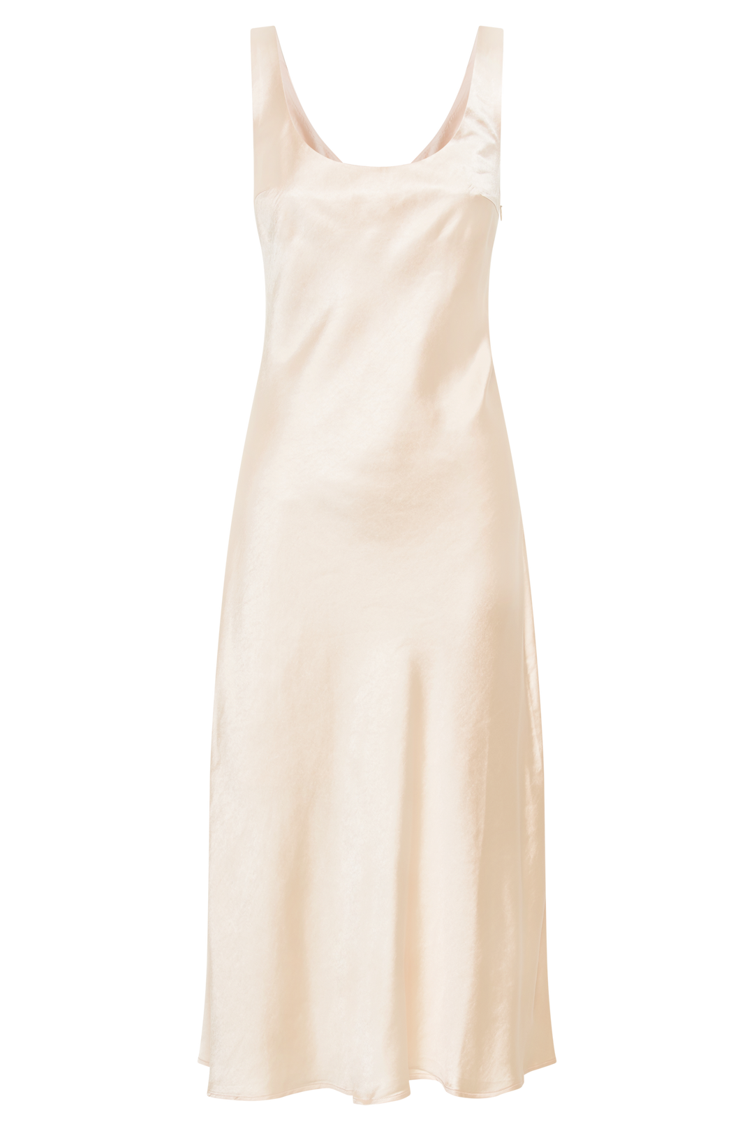 Tamara Satin Iridescent Slip Midi Dress - Apricot - MESHKI U.S