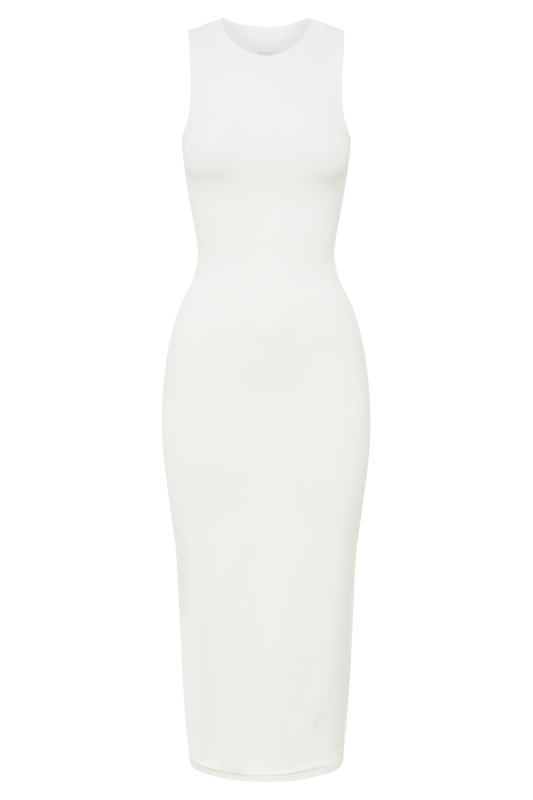 Jill Sleeveless Tank Midi Dress - White