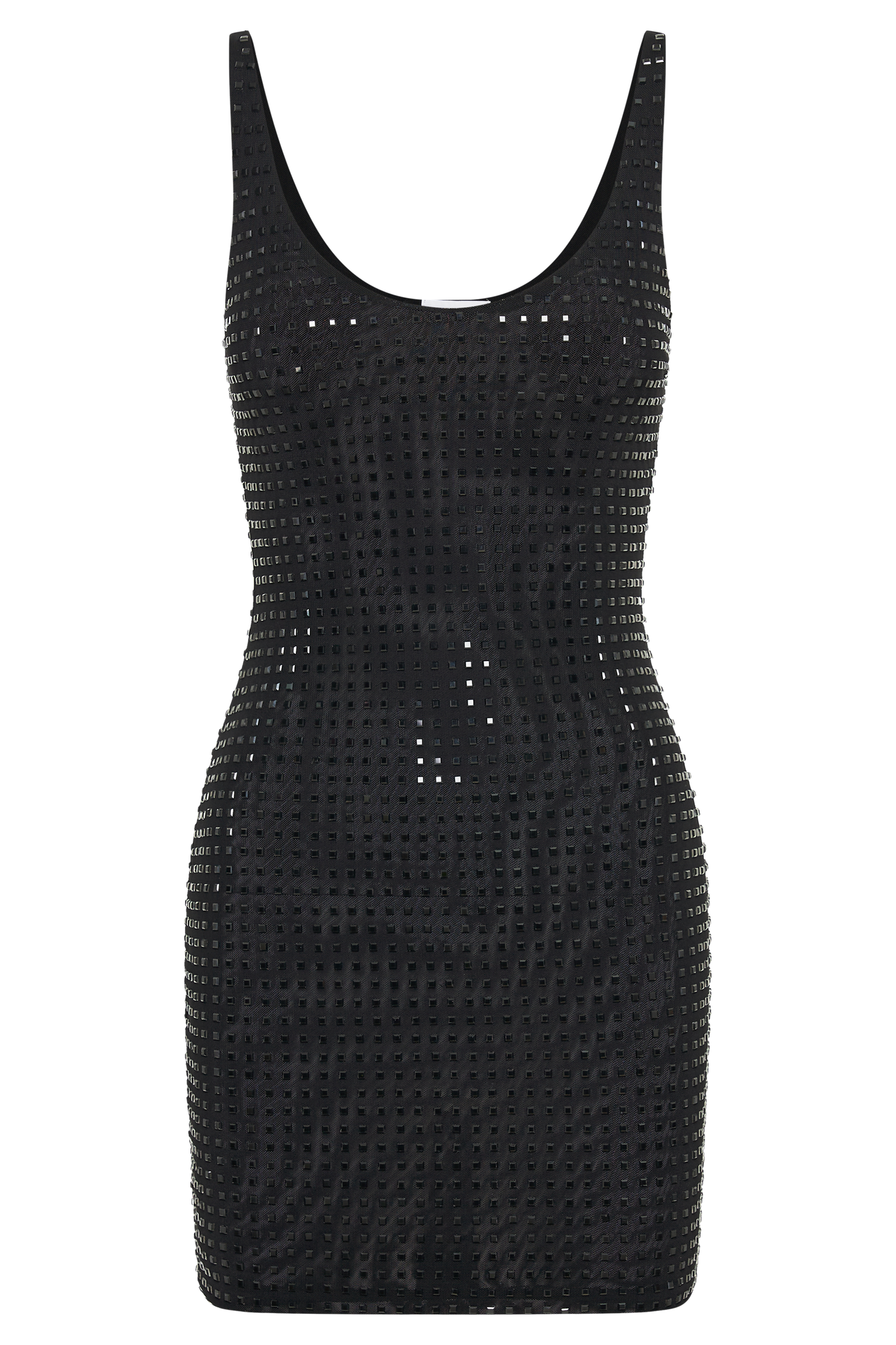 Presley Square Diamante Mini Dress - Black