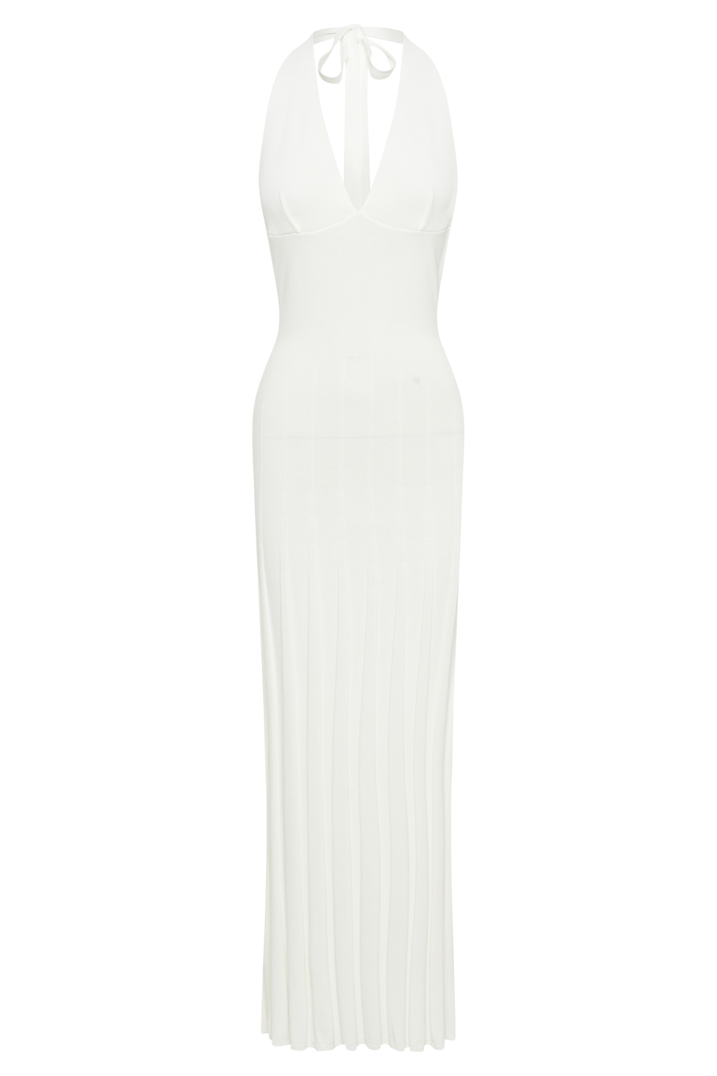 Caity Ribbed Halter Maxi Dress - White