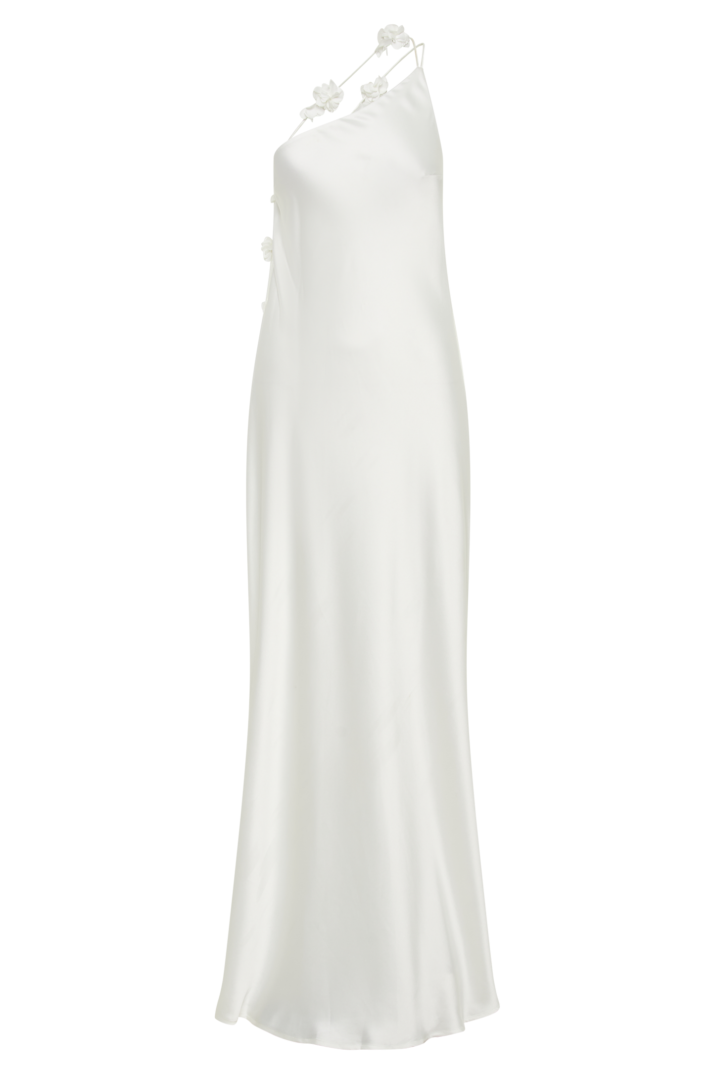 Rebecca One Shoulder Rose Maxi Dress - White