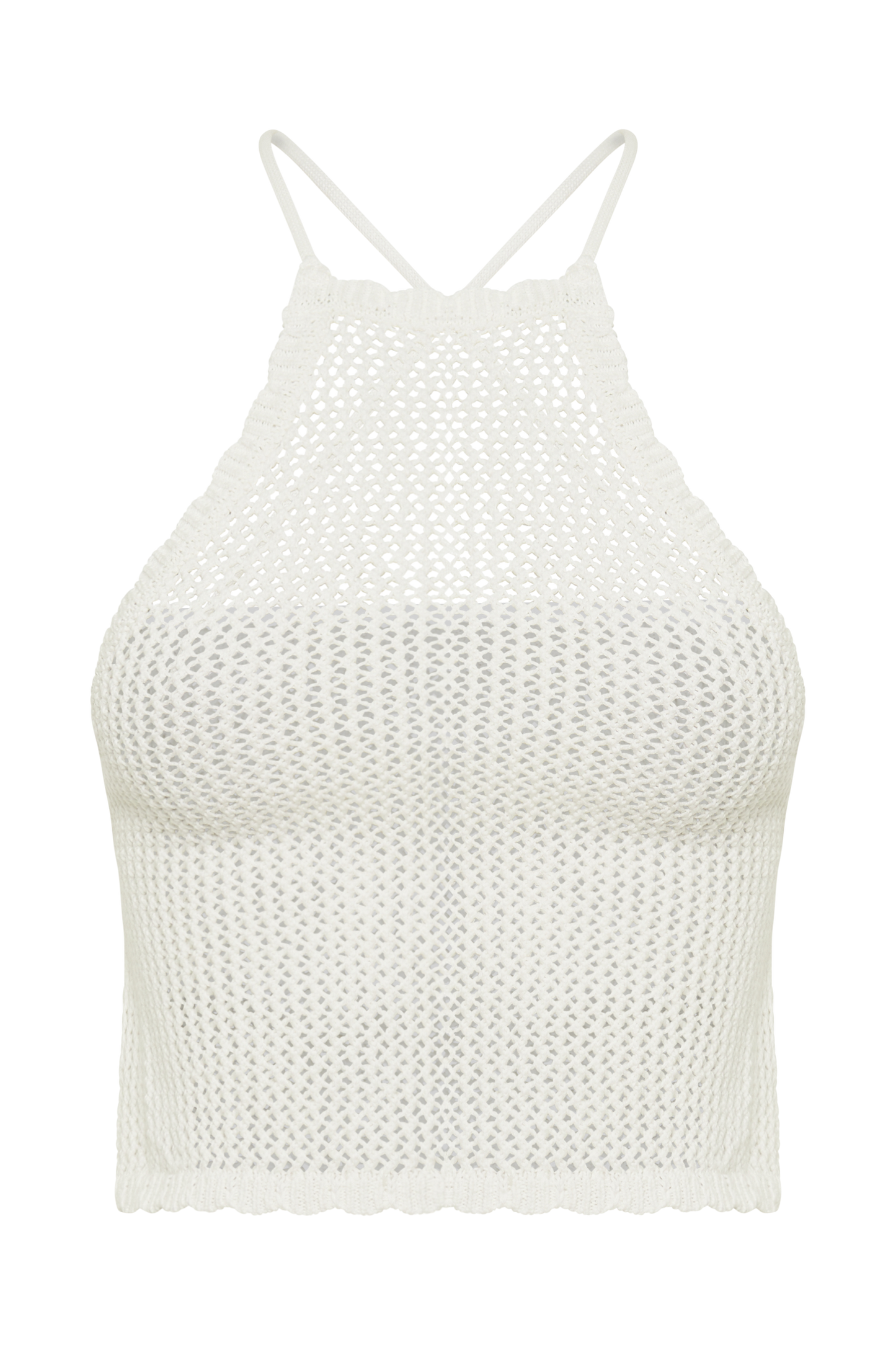 Sylvana Crochet Halter Top - White