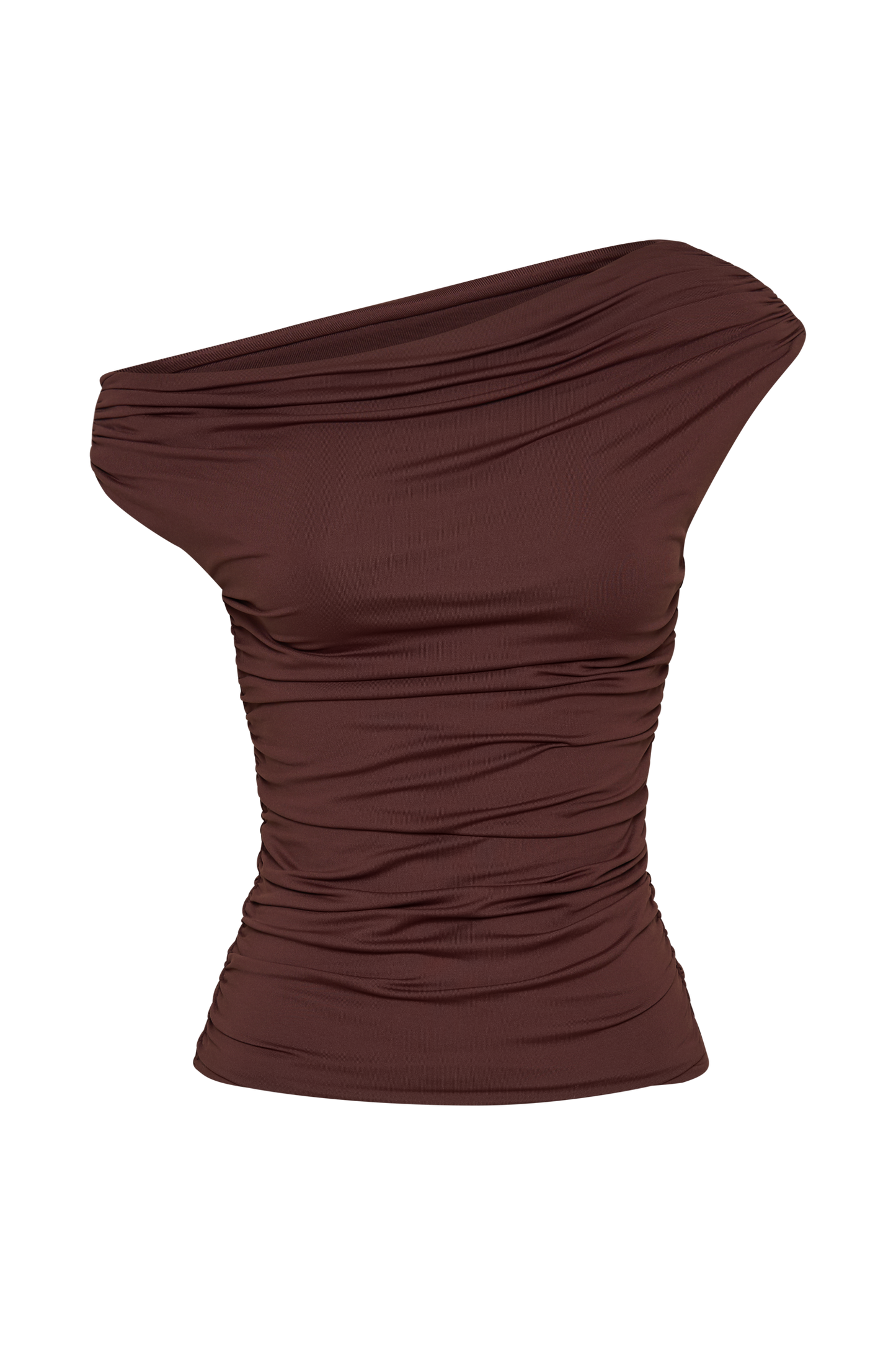 Alayna Recycled Nylon Ruched Top - Chocolate